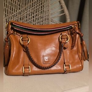 Dooney & Bourke Florentine Leather Satchel in Natural/Tan